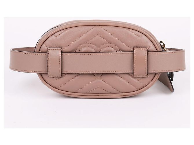 Gucci Marmont Matelassé Gürteltasche in Deep Beige mit Goldton Braun - Ansicht 5