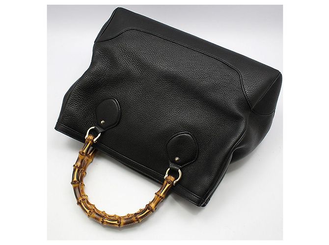 Gucci Borsa Tote Diana in pelle nera con manico in bambù Nero - vista 4
