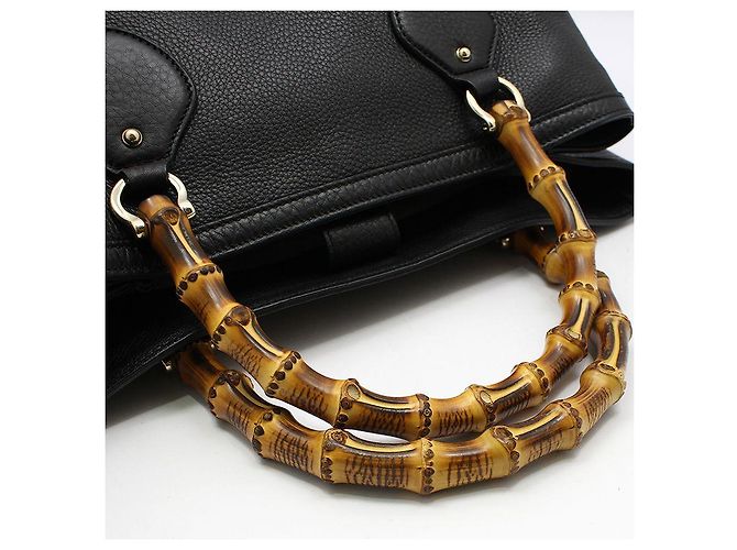 Gucci Borsa Tote Diana in pelle nera con manico in bambù Nero - vista 6