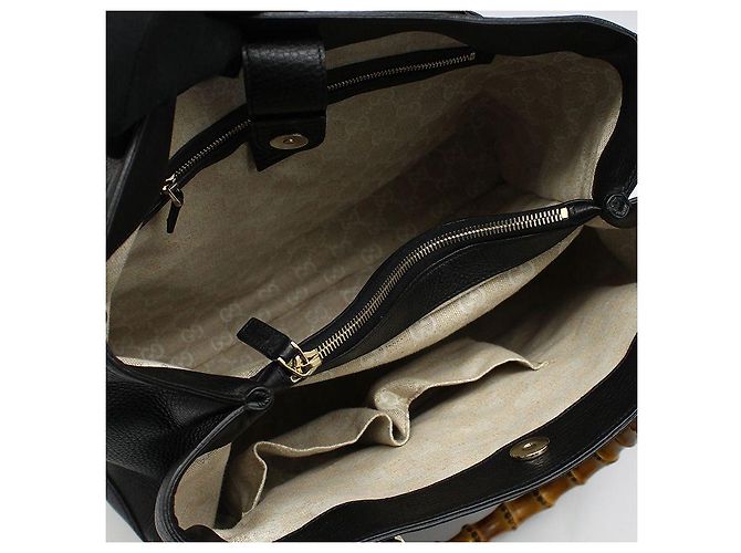 Gucci Borsa Tote Diana in pelle nera con manico in bambù Nero - vista 9