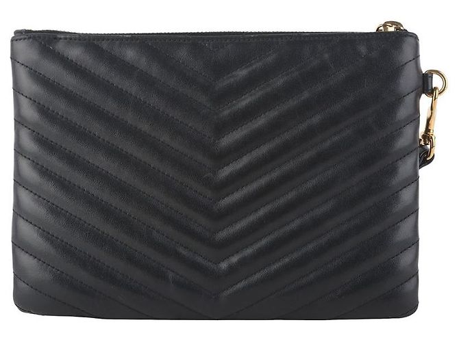 Saint Laurent Clutch piccola trapuntata Nero - vista 3