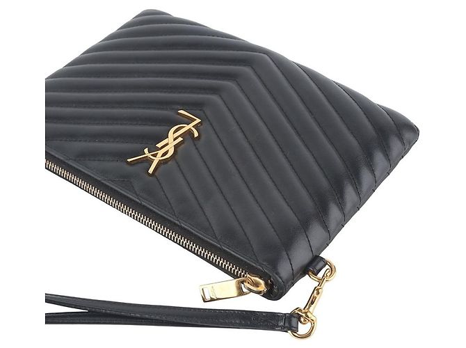Saint Laurent Clutch piccola trapuntata Nero - vista 4