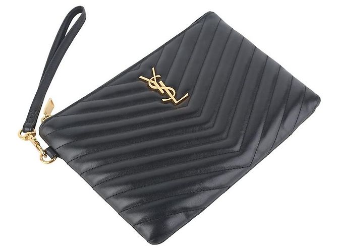 Saint Laurent Clutch piccola trapuntata Nero - vista 5