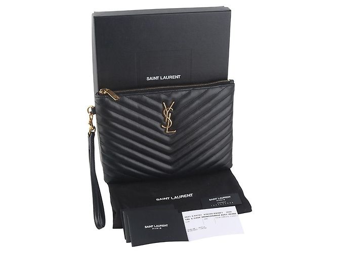 Saint Laurent Clutch piccola trapuntata Nero - vista 8