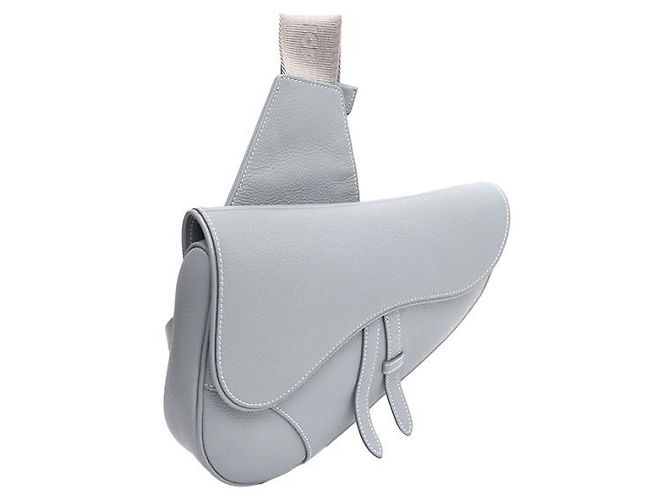 Dior Borsa a tracolla saddle in pelle di vitello granulata Blu - vista 10