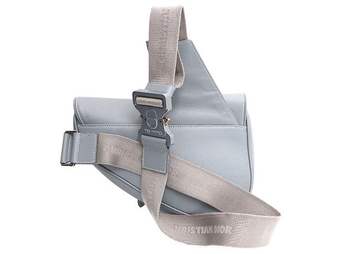 Dior Borsa a tracolla saddle in pelle di vitello granulata Blu - vista 11