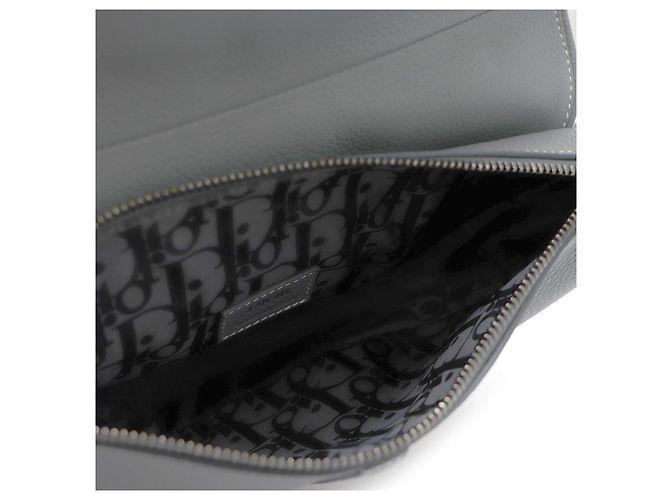 Dior Borsa a tracolla saddle in pelle di vitello granulata Blu - vista 15