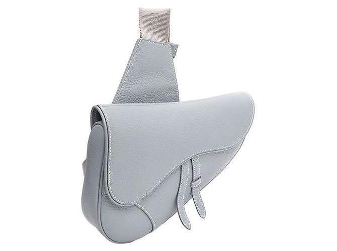 Dior Borsa a tracolla saddle in pelle di vitello granulata Blu - vista 2