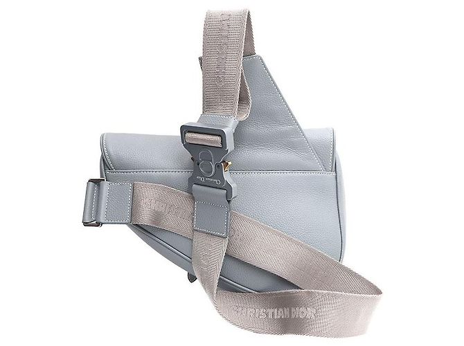 Dior Borsa a tracolla saddle in pelle di vitello granulata Blu - vista 3
