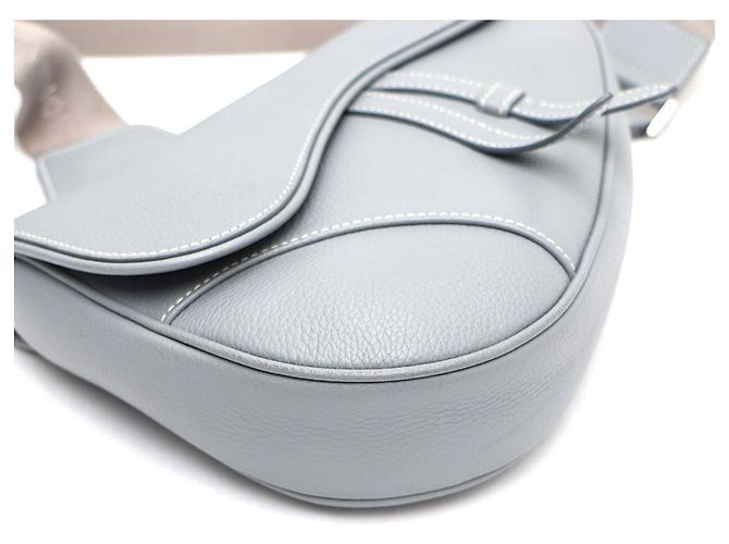 Dior Borsa a tracolla saddle in pelle di vitello granulata Blu - vista 4