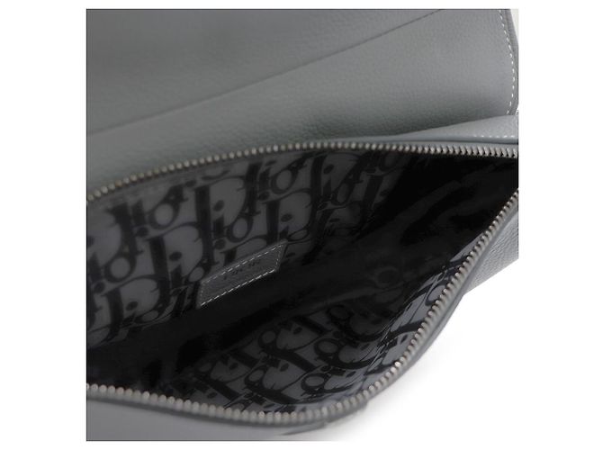 Dior Borsa a tracolla saddle in pelle di vitello granulata Blu - vista 7