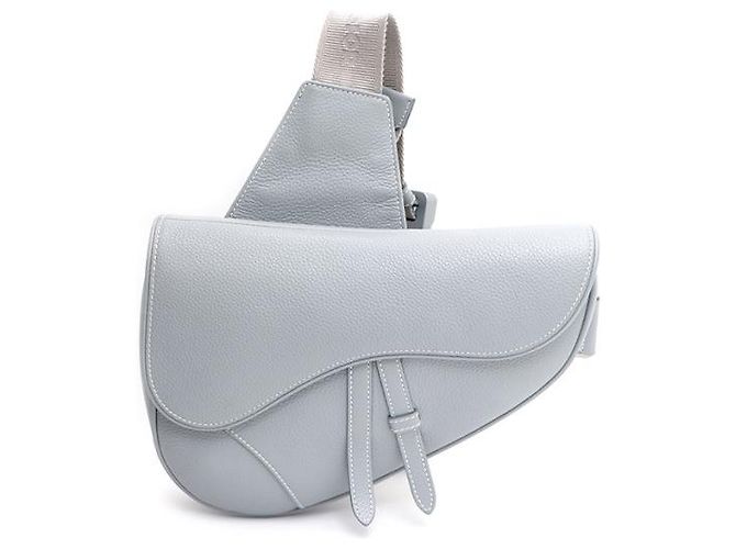 Dior Borsa a tracolla saddle in pelle di vitello granulata Blu - vista 9
