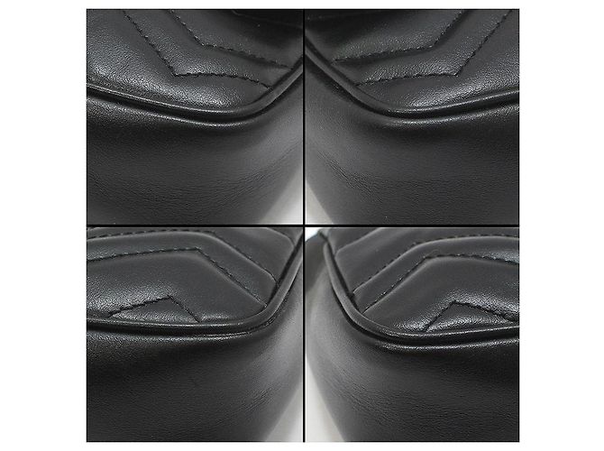 Gucci Borsa a tracolla Super Mini GG Marmont trapuntata nera Nero - vista 12