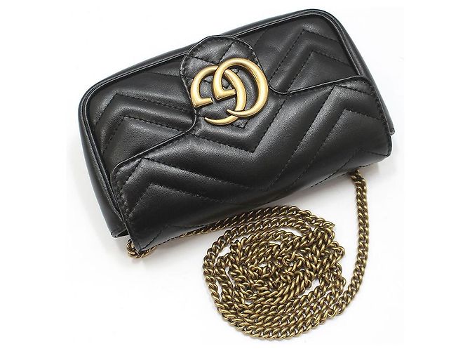 Gucci Borsa a tracolla Super Mini GG Marmont trapuntata nera Nero - vista 3
