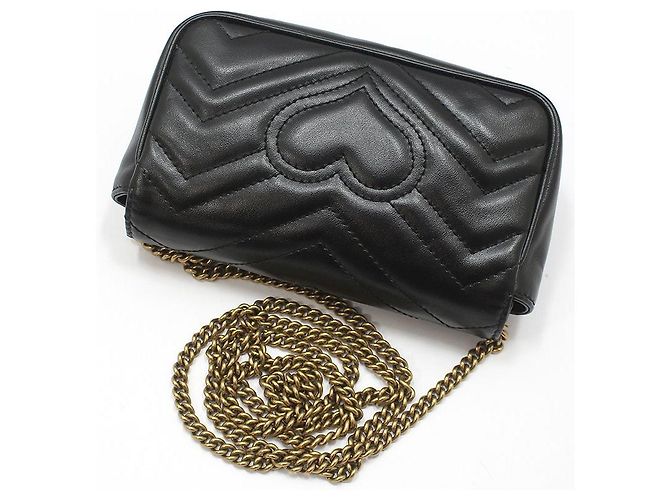 Gucci Borsa a tracolla Super Mini GG Marmont trapuntata nera Nero - vista 4