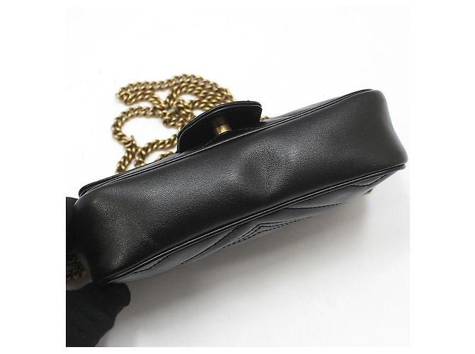 Gucci Borsa a tracolla Super Mini GG Marmont trapuntata nera Nero - vista 5