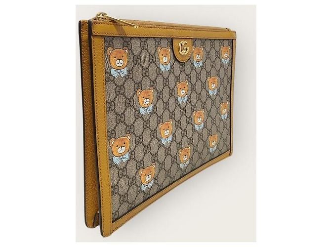 Gucci Clutch Portfolio Kai GG Supreme Giallo - vista 3