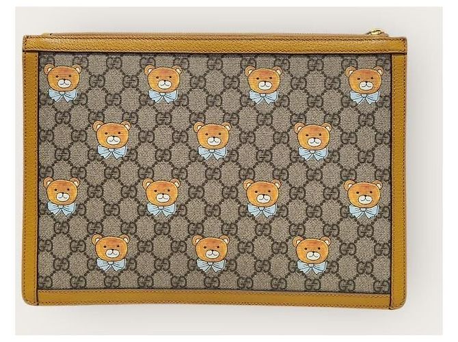 Gucci Clutch Portfolio Kai GG Supreme Giallo - vista 5