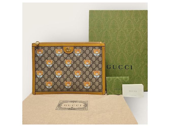 Gucci Clutch Portfolio Kai GG Supreme Giallo - vista 7