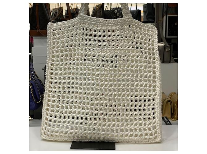 Prada Raffia-Schultertasche Weiß - Ansicht 8