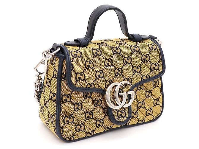 Gucci Borsa Tote Mini Marmont in tela con manico e tracolla Giallo - vista 2
