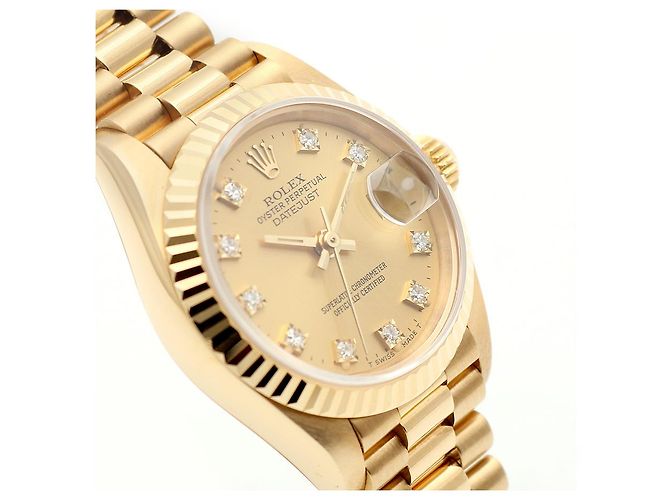 Rolex Datejust Goldene Damenuhr mit Originaldiamanten - Ansicht 11