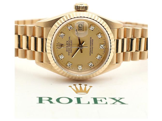 Rolex Datejust Goldene Damenuhr mit Originaldiamanten - Ansicht 25