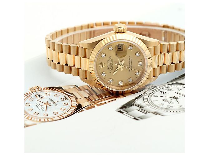 Rolex Datejust Goldene Damenuhr mit Originaldiamanten - Ansicht 26