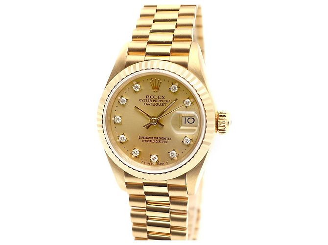Rolex Datejust Goldene Damenuhr mit Originaldiamanten - Ansicht 8