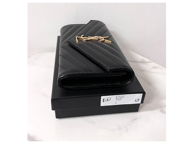 Saint Laurent Großer Matelassé-Geldbeutel Cassandra Schwarz - Ansicht 7