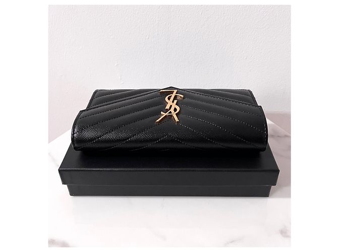 Saint Laurent Großer Matelassé-Geldbeutel Cassandra Schwarz - Ansicht 8