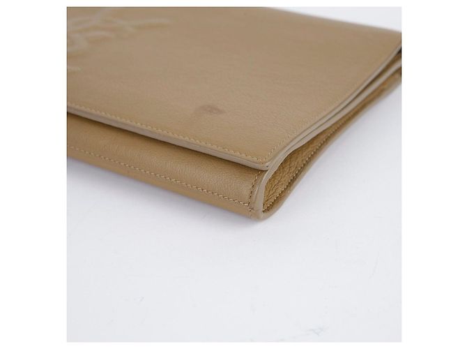 Saint Laurent Clutch Flap in pelle beige Marrone - vista 11