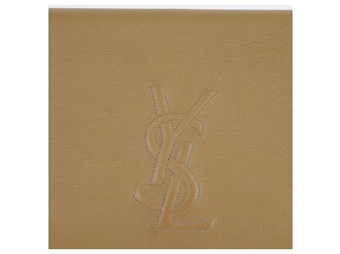 Saint Laurent Clutch Flap in pelle beige Marrone - vista 13