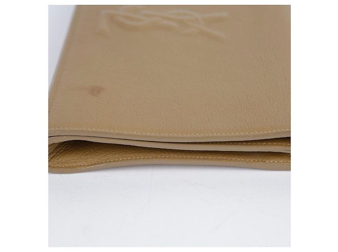 Saint Laurent Clutch Flap in pelle beige Marrone - vista 15