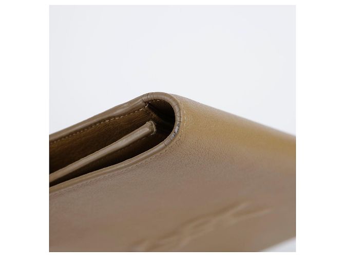 Saint Laurent Clutch Flap in pelle beige Marrone - vista 16