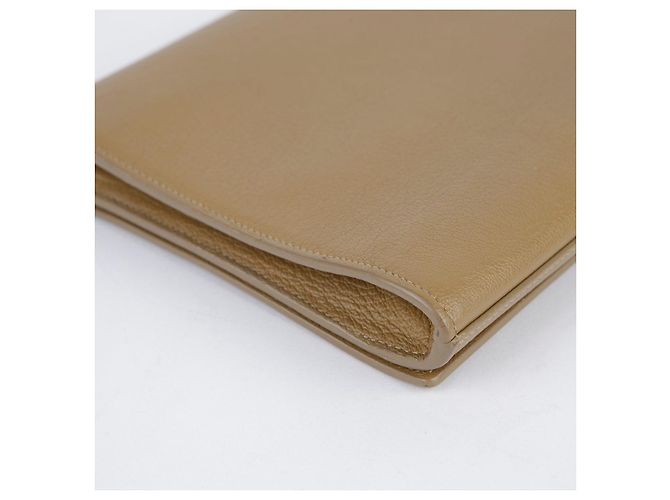 Saint Laurent Clutch Flap in pelle beige Marrone - vista 18
