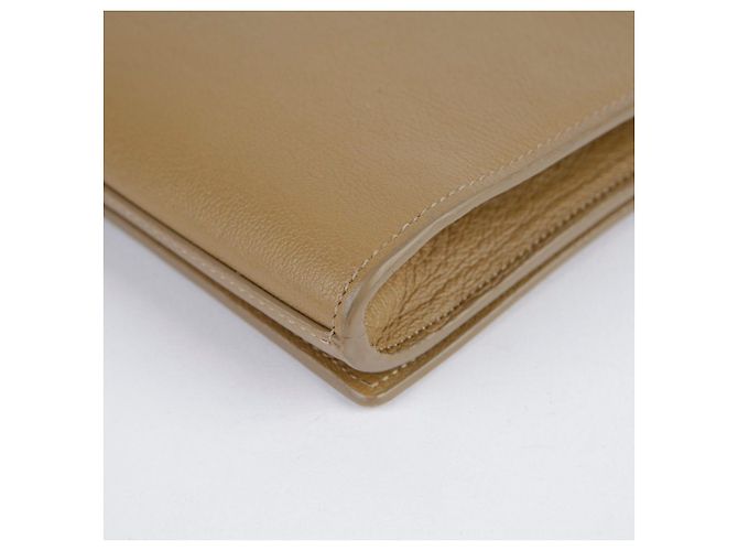 Saint Laurent Clutch Flap in pelle beige Marrone - vista 20
