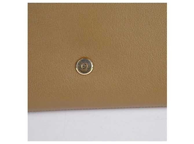 Saint Laurent Clutch Flap in pelle beige Marrone - vista 25