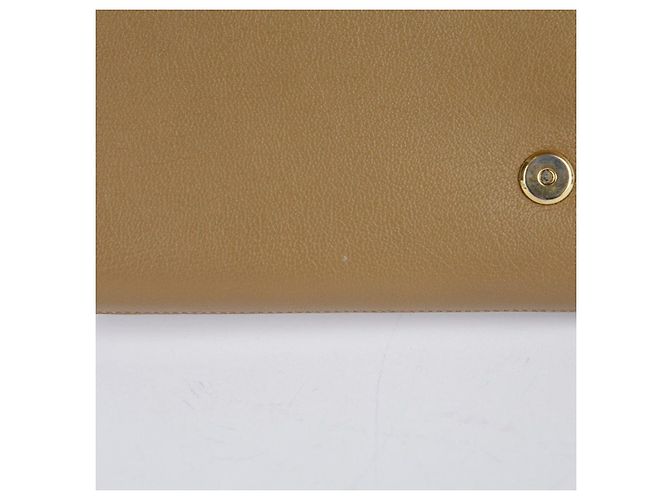 Saint Laurent Clutch Flap in pelle beige Marrone - vista 26