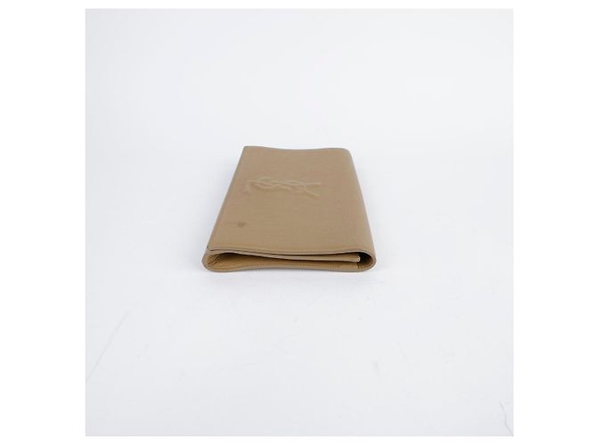 Saint Laurent Clutch Flap in pelle beige Marrone - vista 7