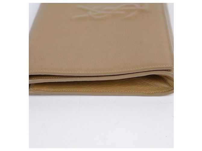 Saint Laurent Clutch Flap in pelle beige Marrone - vista 8