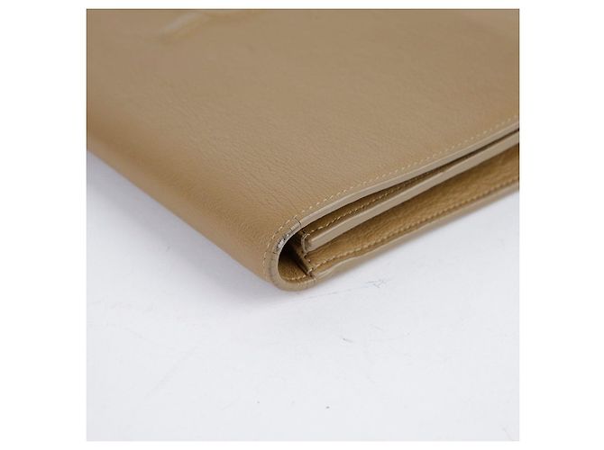 Saint Laurent Clutch Flap in pelle beige Marrone - vista 9