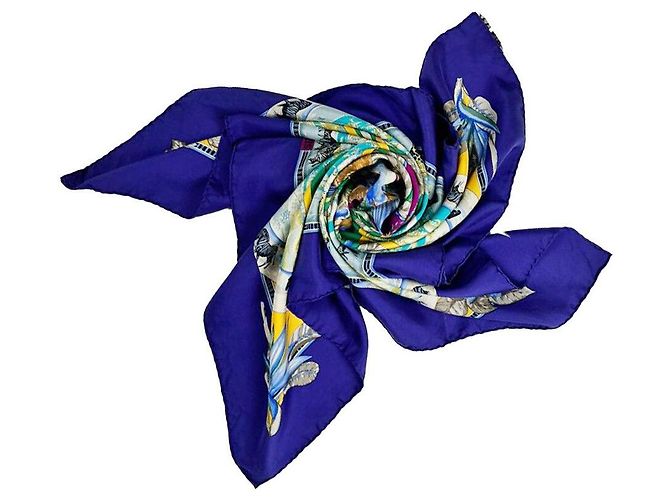 Hermès Pañuelo de seda azul primavera - vista 4