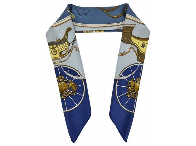 Hermès Pañuelo de seda azul primavera - vista 5