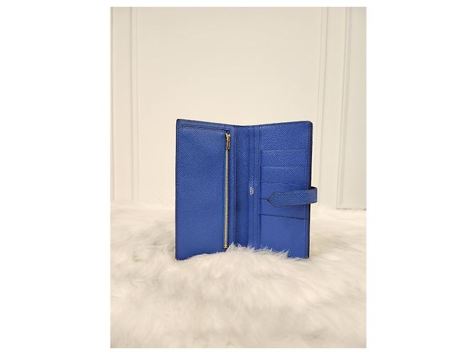 Hermès Cartera larga Bearn Blue Stamp) Estado Azul - vista 10