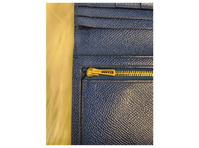 Hermès Cartera larga Bearn Blue Stamp) Estado Azul - vista 13