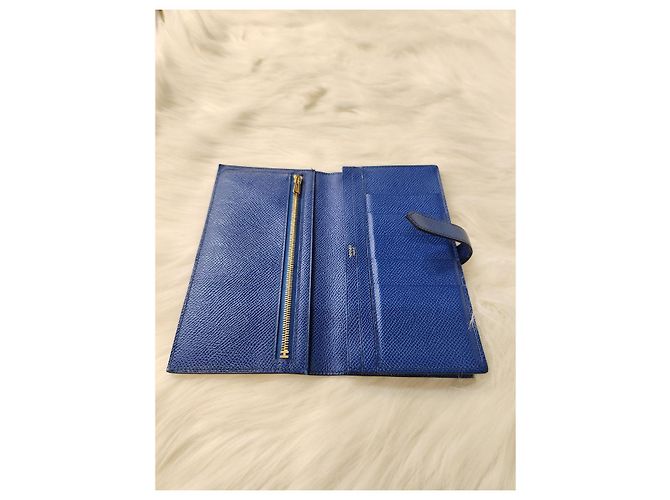 Hermès Cartera larga Bearn Blue Stamp) Estado Azul - vista 14