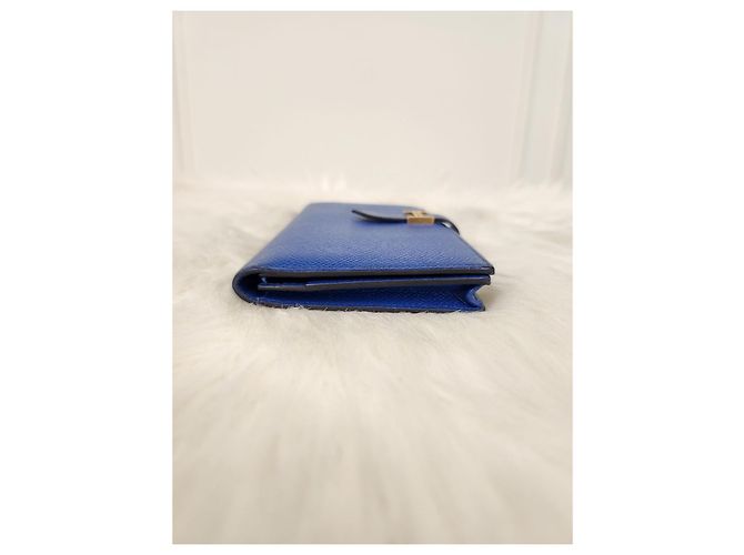 Hermès Cartera larga Bearn Blue Stamp) Estado Azul - vista 4