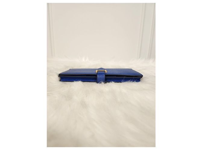 Hermès Cartera larga Bearn Blue Stamp) Estado Azul - vista 5