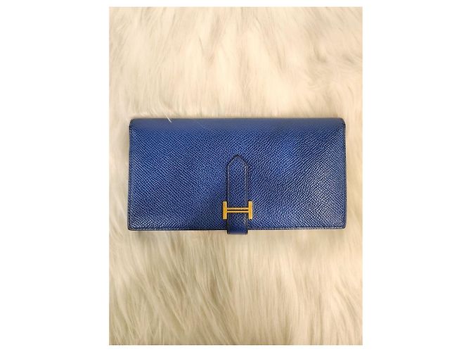 Hermès Cartera larga Bearn Blue Stamp) Estado Azul - vista 6